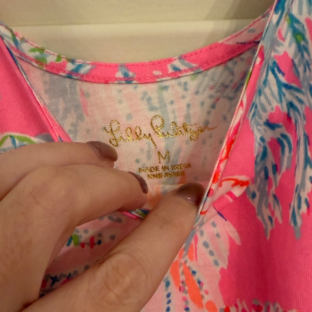 Lilly Pulitzer Skyelar Tank Dress Prosecco Pink Seaing Things Size Medium - Picture 5 of 8